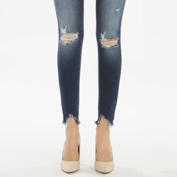 NEW! Distressed Denim Dark Wash Skinny Jeans - Picture 3 of 6